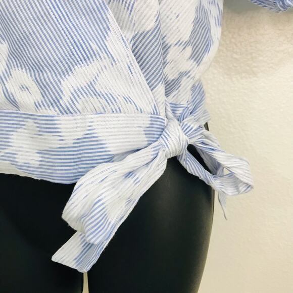 Banana Republic Floral Puff Sleeve Blouse Top Smart Prep Beach Clean Romantic, S - Picture 6 of 11